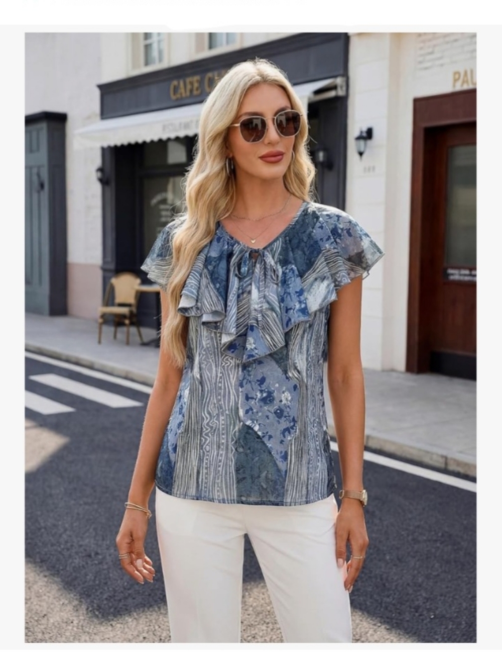 NWT Blooming Jelly Blue Floral Top - Large